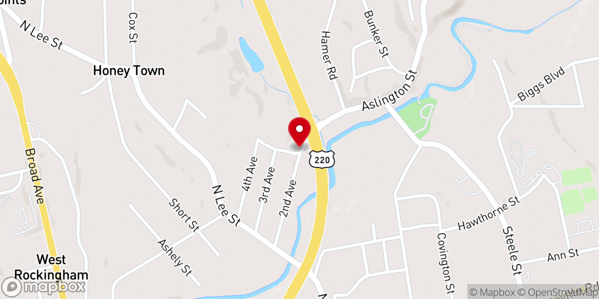 Map showing location of Pee Dee United Methodist Church
