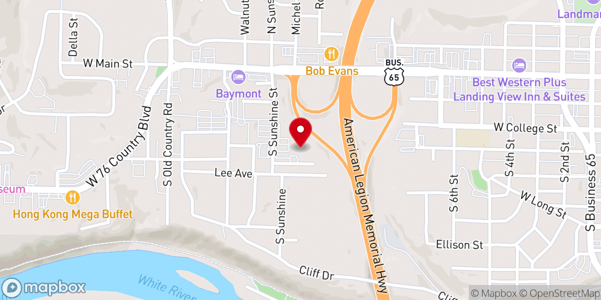 Map showing location of FBC Branson