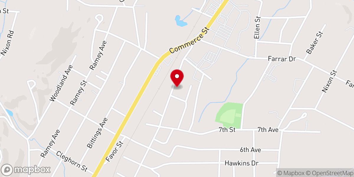 Map showing location of Highland Ave. Baptist church