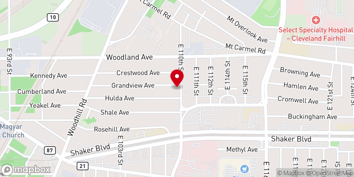Map showing location of Pilgrim Rest Baptist Church