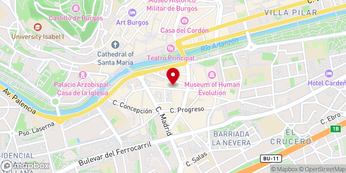Map showing location of Museo de Burgos