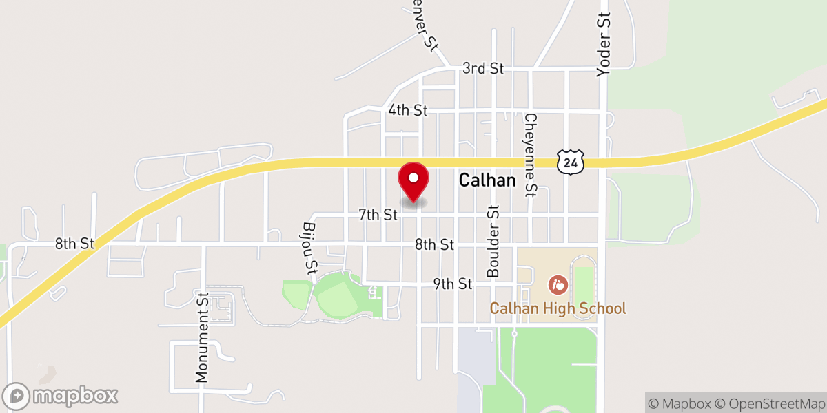 Map showing location of Calhan United Methodist Church