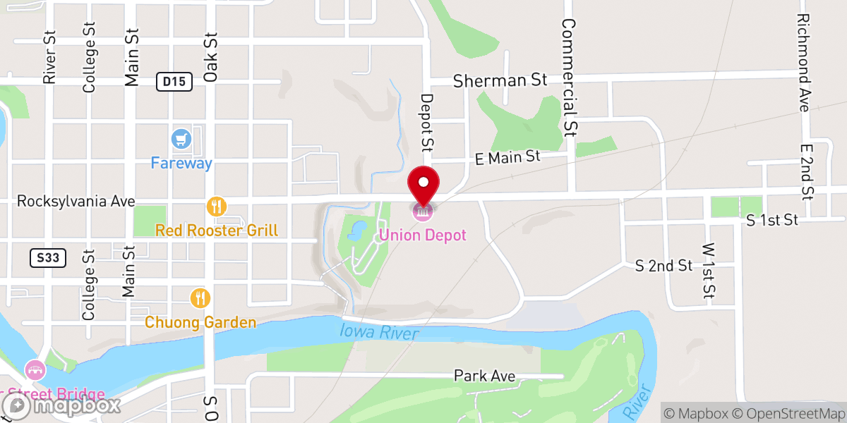 Map showing location of Former Iowa Falls Union Depot