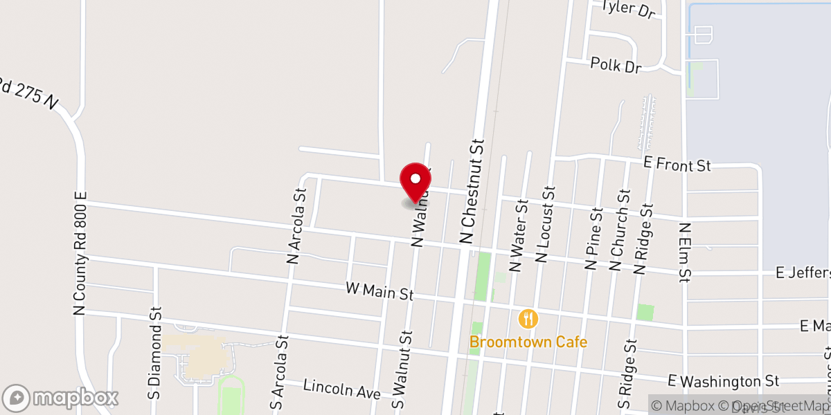 Map showing location of Arcola Free Methodist Church