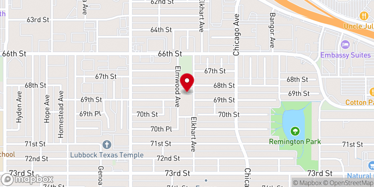 Map showing location of South Plains Church of Christ