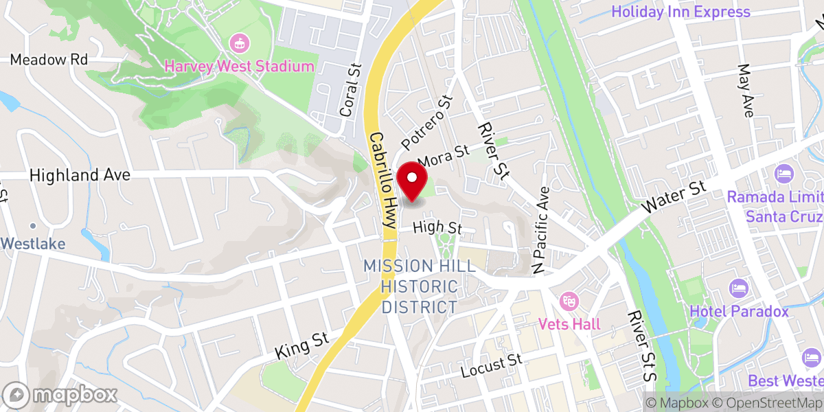 Map showing location of Holy Cross Parish Hall