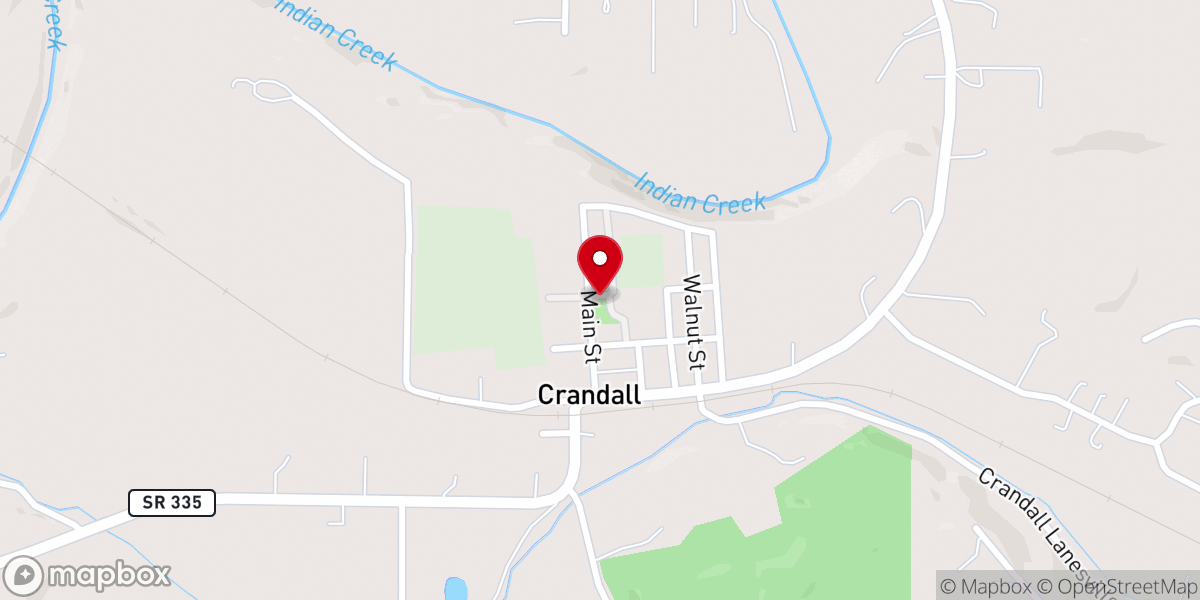Map showing location of Crandall Community Center
