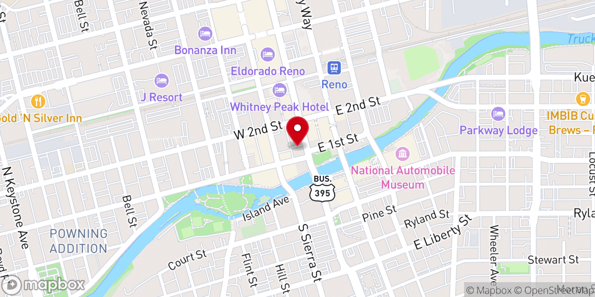 Map showing location of Arch of Reno Wedding Chapel
