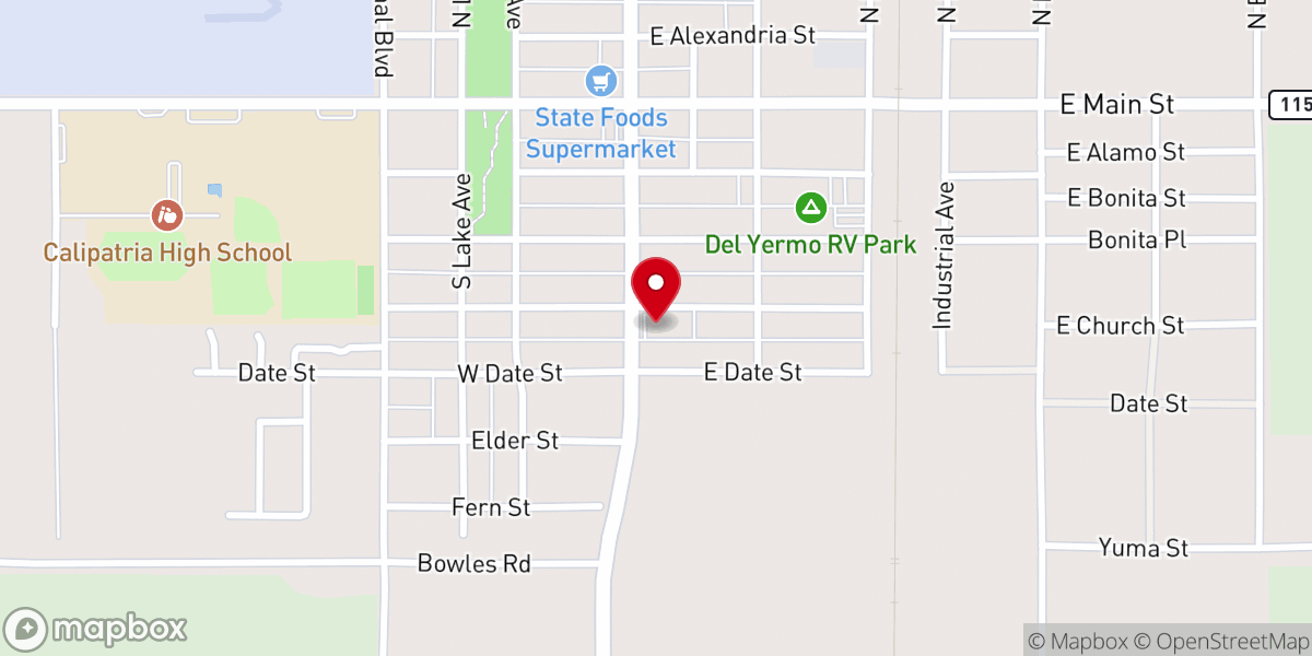 Map showing location of St Patrick's Catholic Church, Calipatria, CA