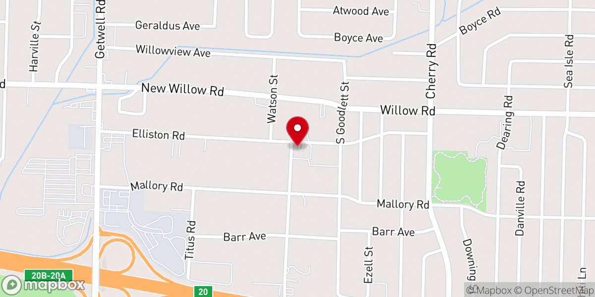 Map showing location of Elliston Baptist Church