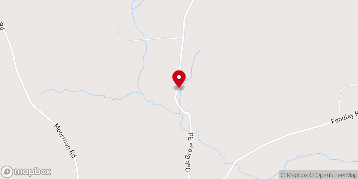 Map showing location of Oak Grove Community Church
