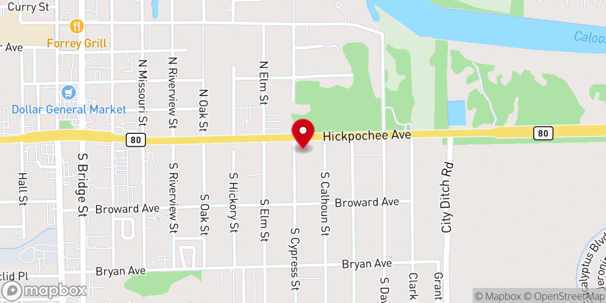 Map showing location of Eastside Baptist Church
