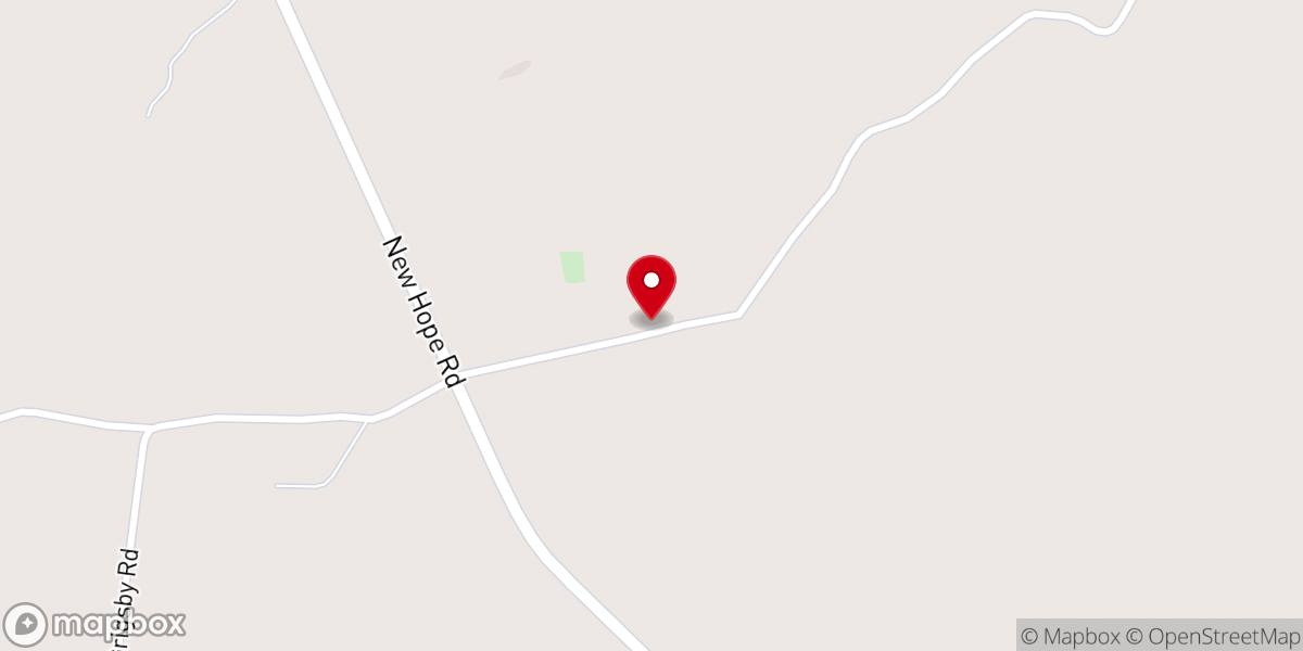 Map showing location of New Hope Baptist Church