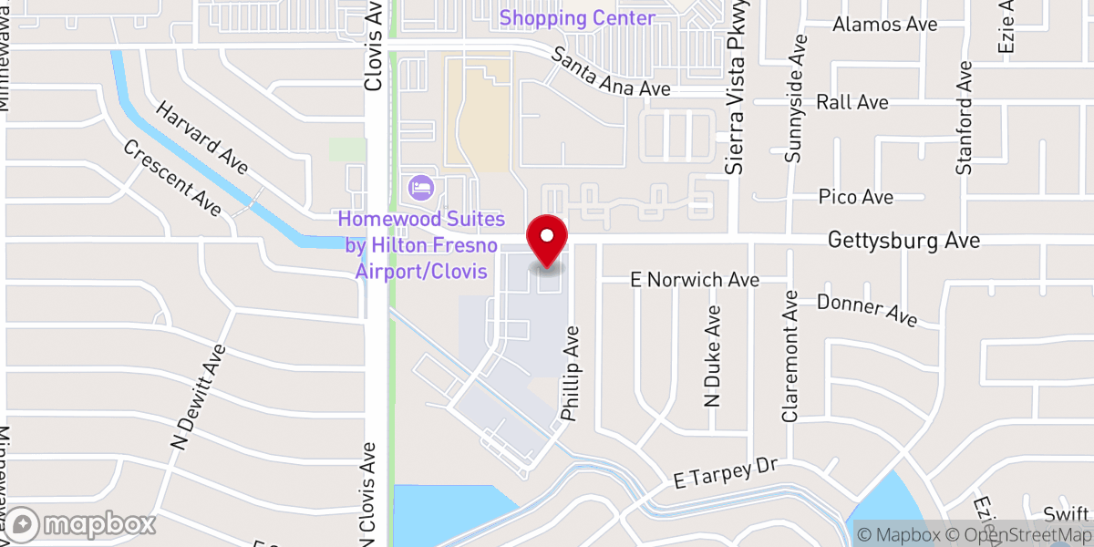 Map showing location of Mountain View Church - Clovis