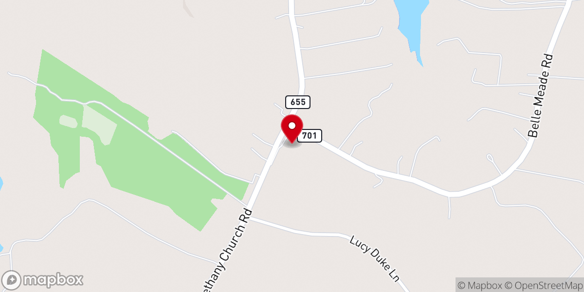 Map showing location of Bethany Christian Church