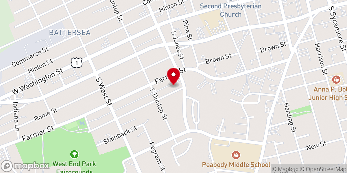 Map showing location of Unity Baptist Church