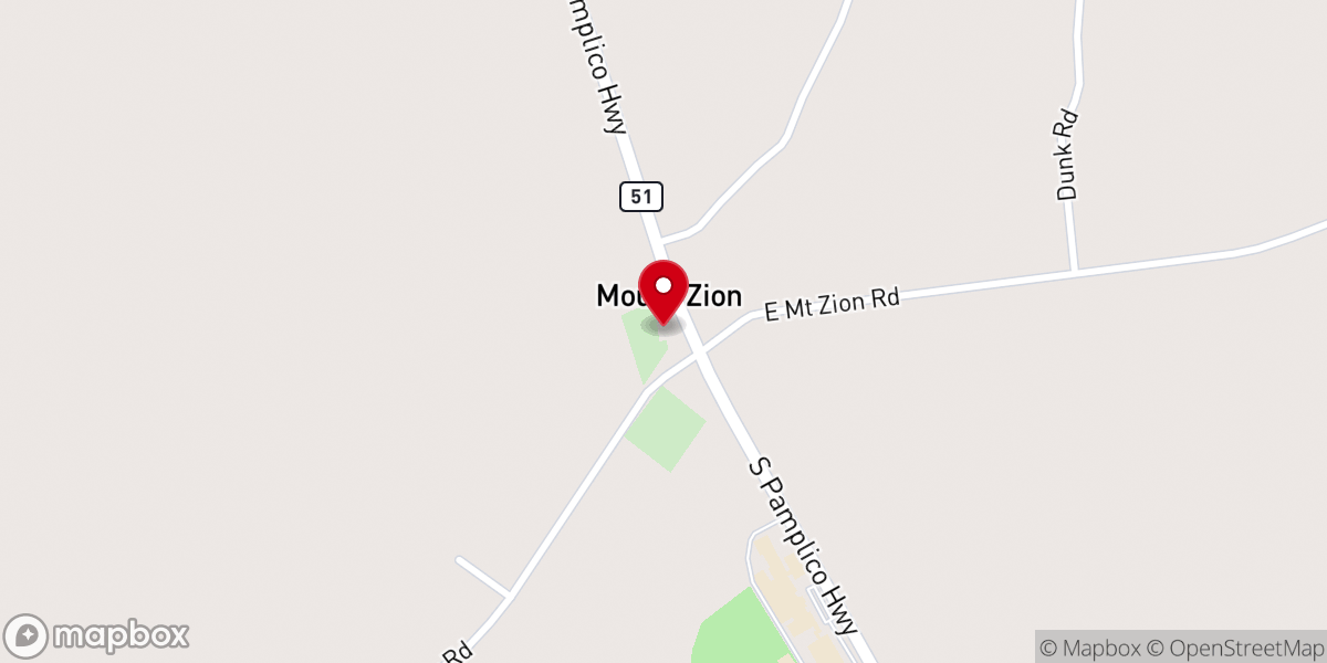 Map showing location of Mount Zion Baptist Church