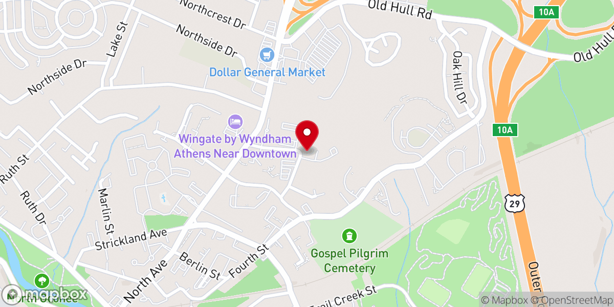 Map showing location of Family Promise of Athens