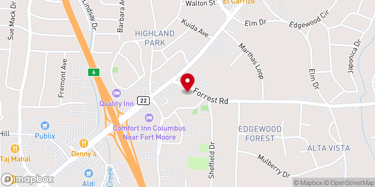 Map showing location of Edgewood Baptist Church