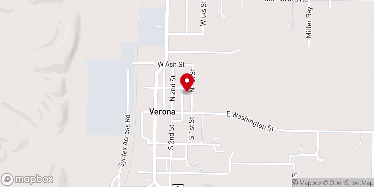 Map showing location of Verona Christian Church