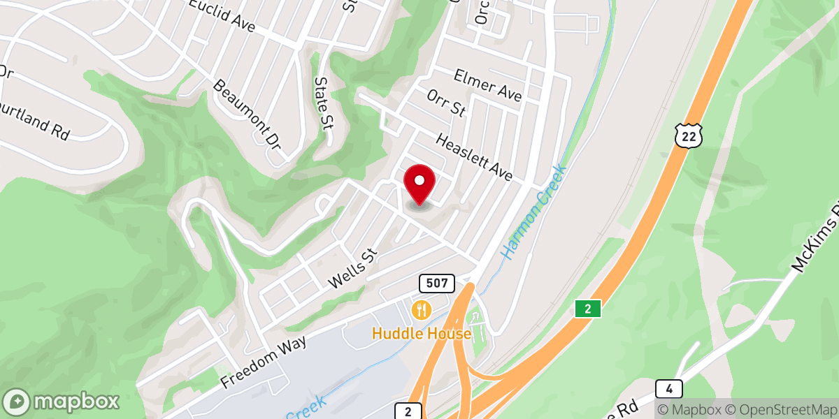 Map showing location of Weirton First Baptist Church