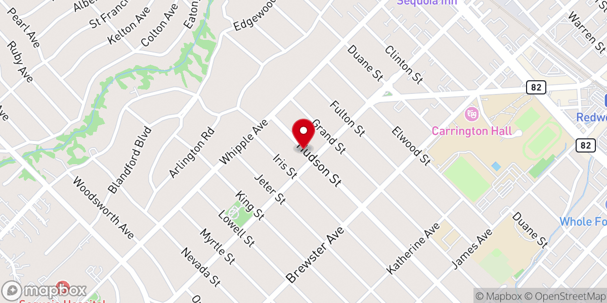 Map showing location of Redwood City SDA Church
