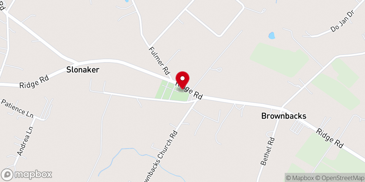 Map showing location of Brownback's United Church of Christ