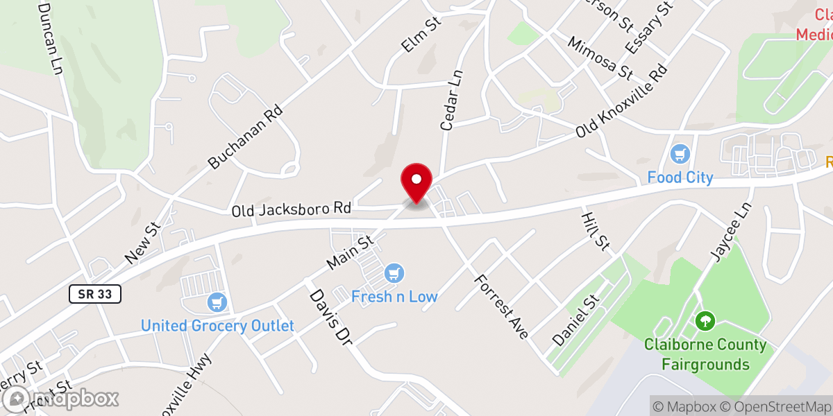 Map showing location of New Tazewell United Methodist