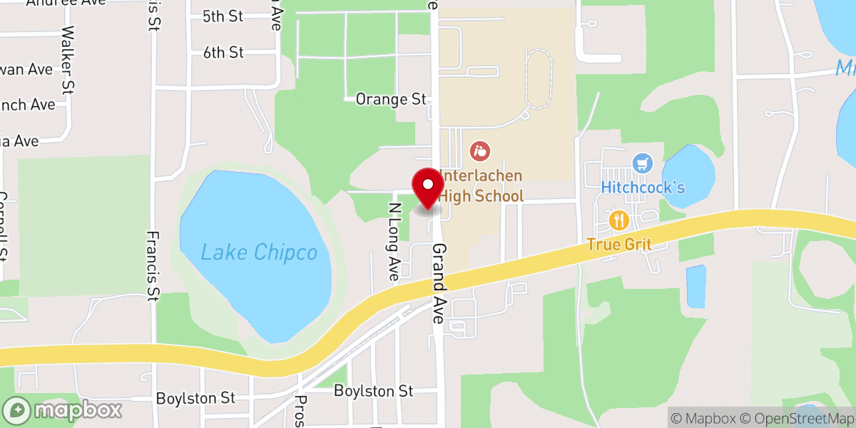 Map showing location of First Baptist Church of Interlachen