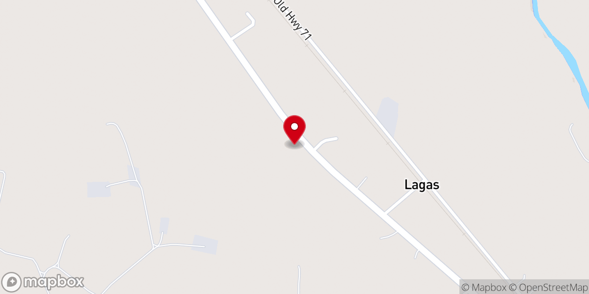 Map showing location of Elm Grove Baptist Church