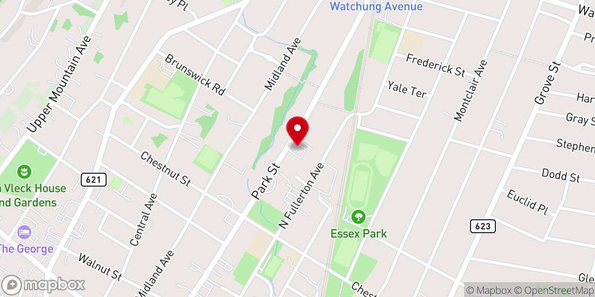 Map showing location of First Lutheran Church of Montclair