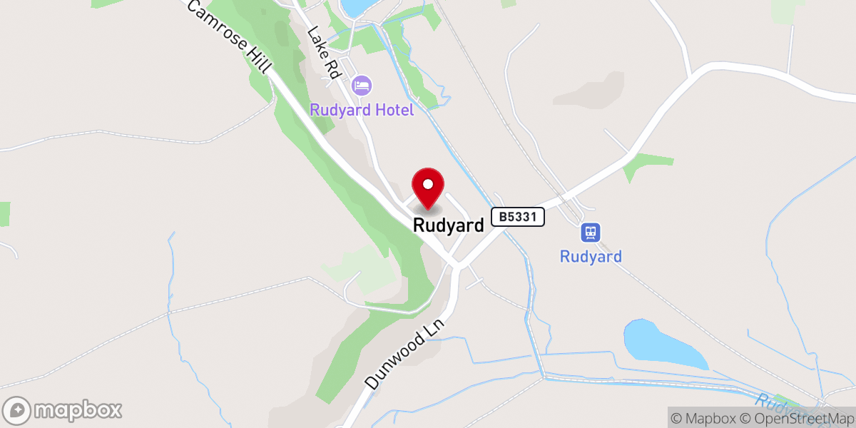 Map showing location of Rudyard Methodist Church
