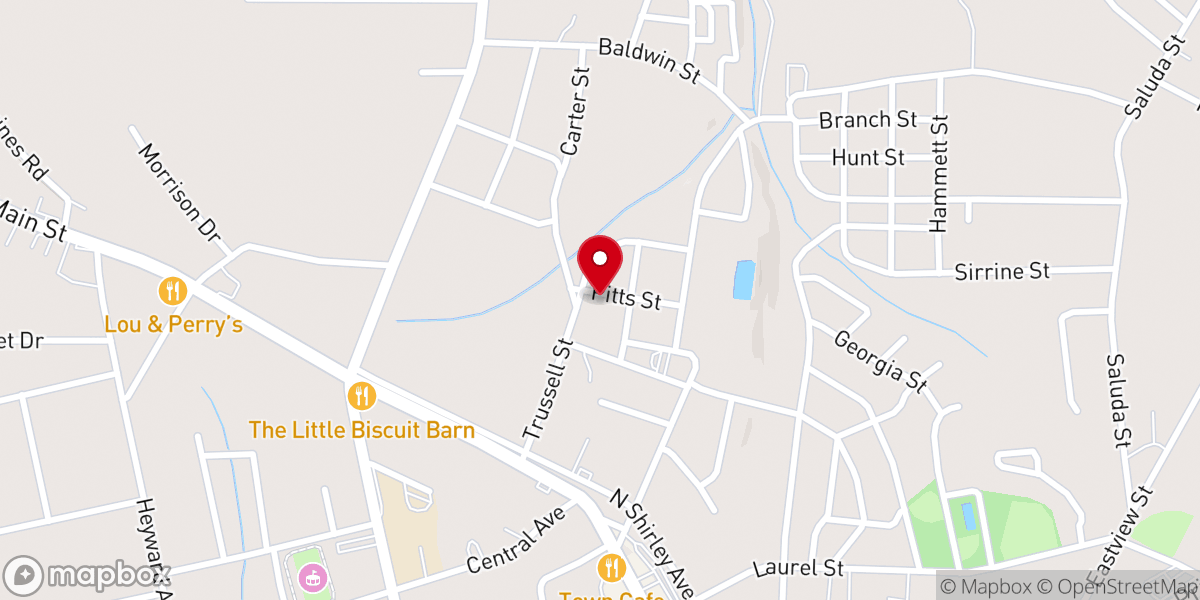 Map showing location of Honea Path Pentecostal Holiness Church