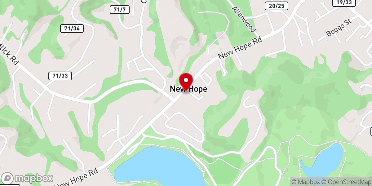Map showing location of New Hope Church