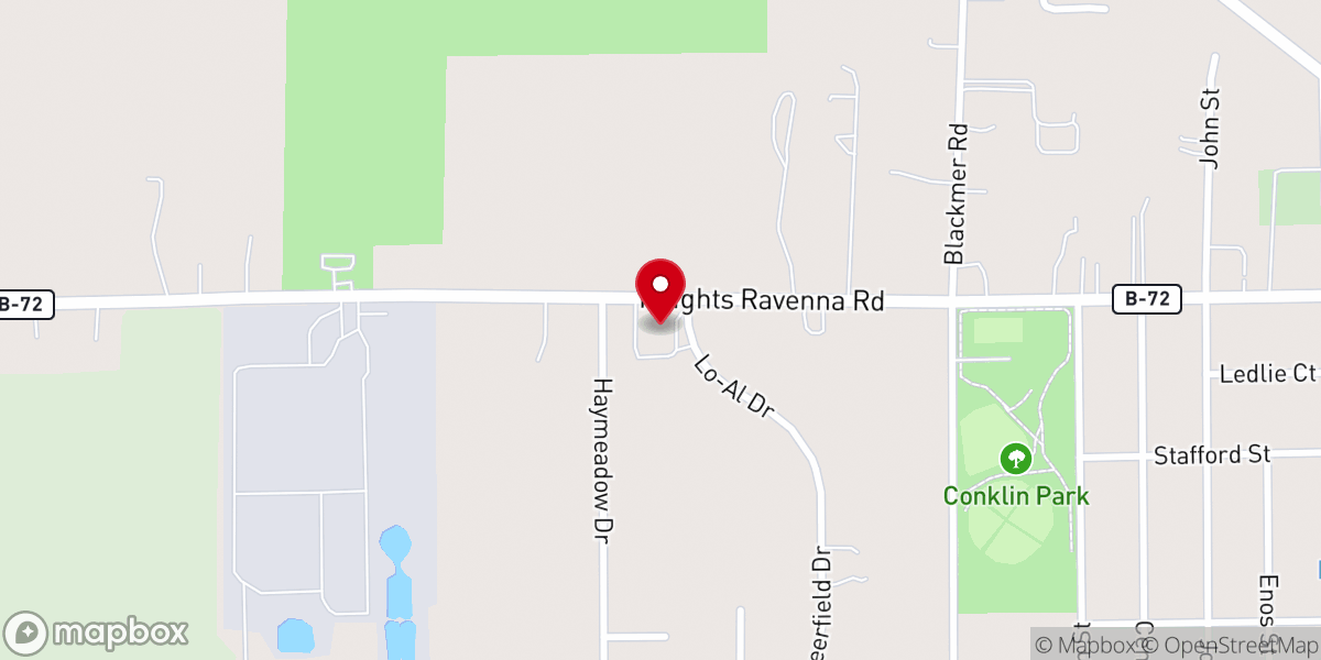 Map showing location of Outpouring Worship Center