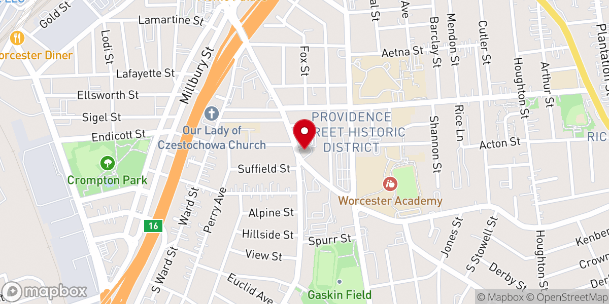 Map showing location of New England Ghanaian Seventh-day Adventist Church