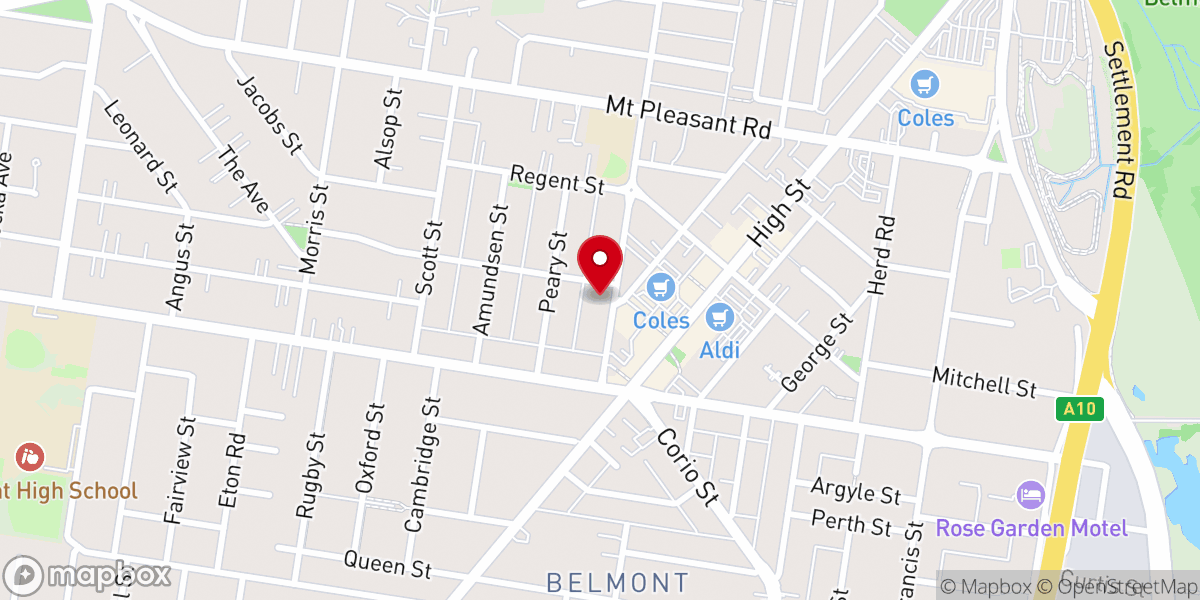 Map showing location of Belmont Uniting Church