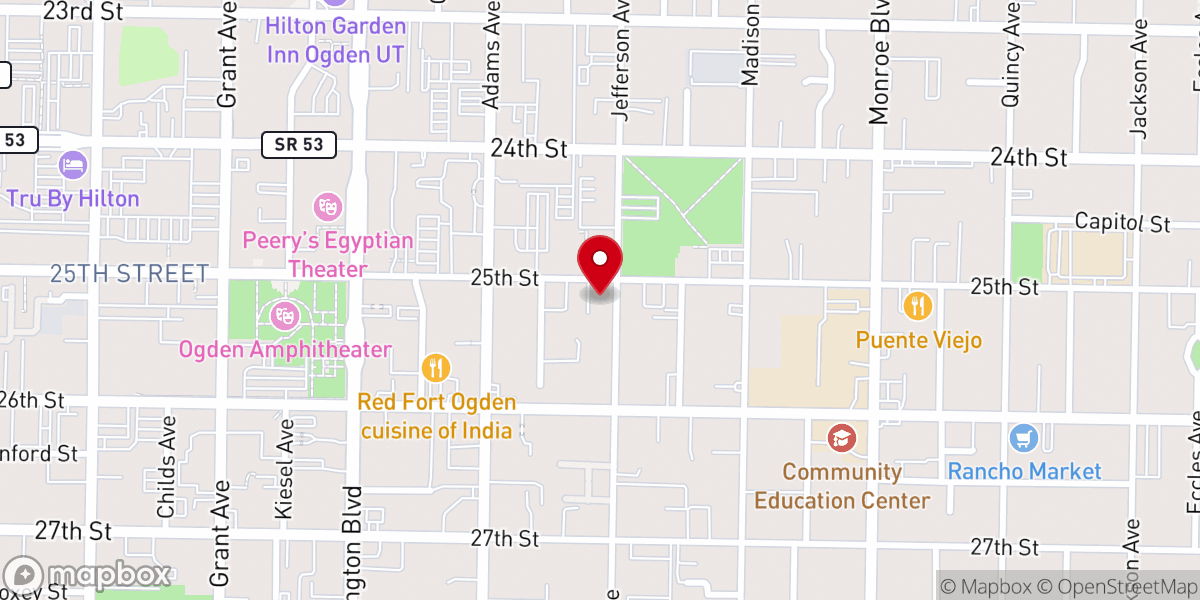 Map showing location of First Baptist Church of Ogden