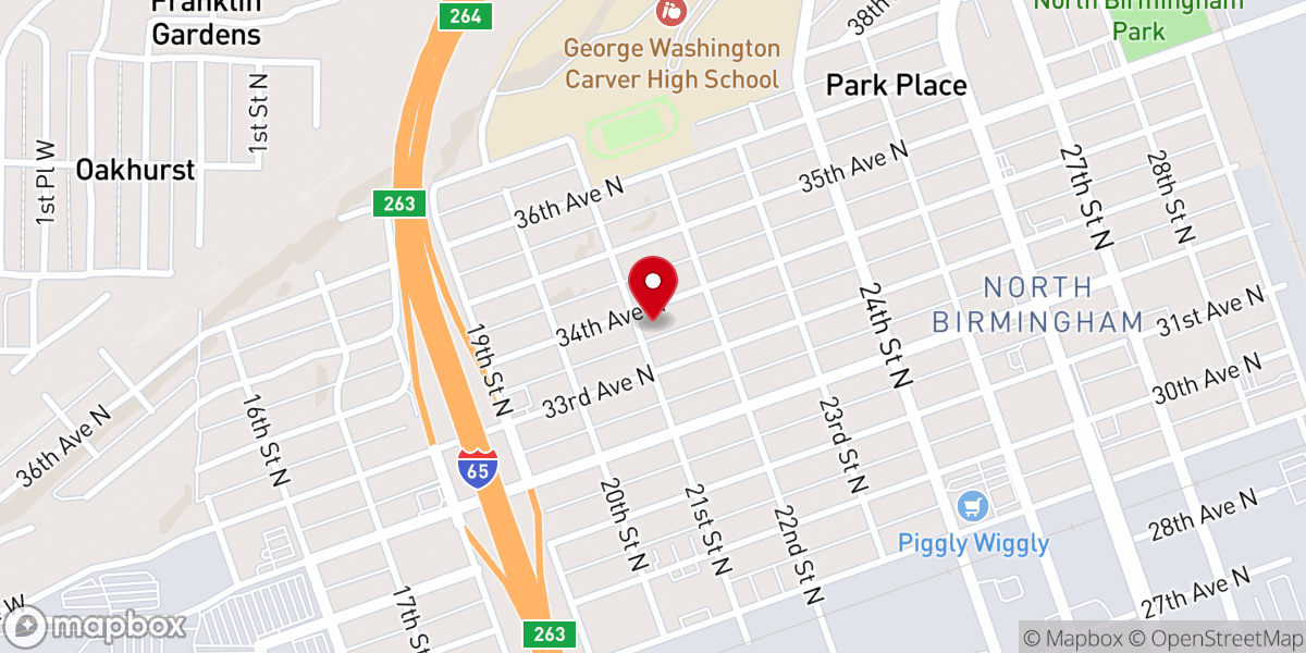 Map showing location of Greater New Height Baptist Church