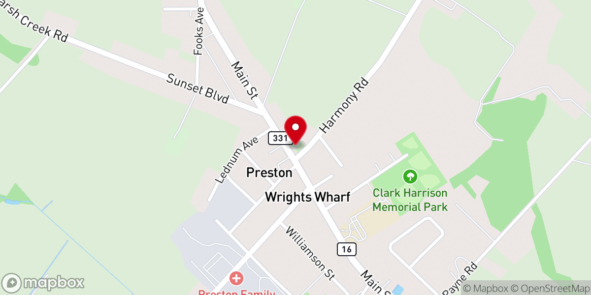 Map showing location of Bethesda United Methodist Church