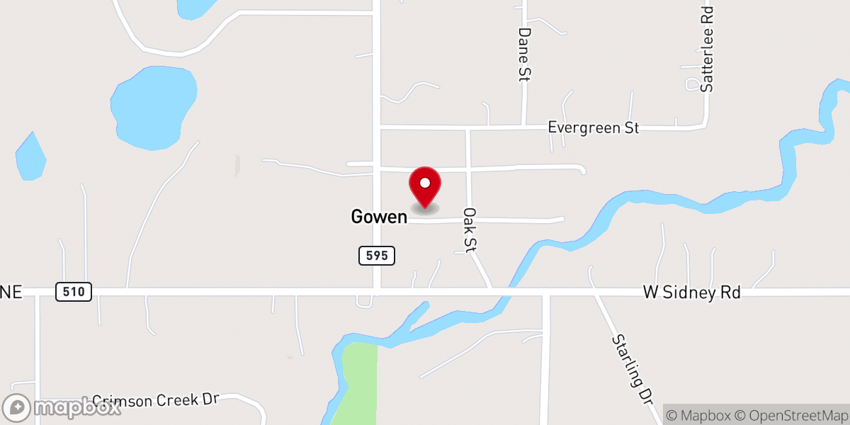 Map showing location of Gowen Bible Church