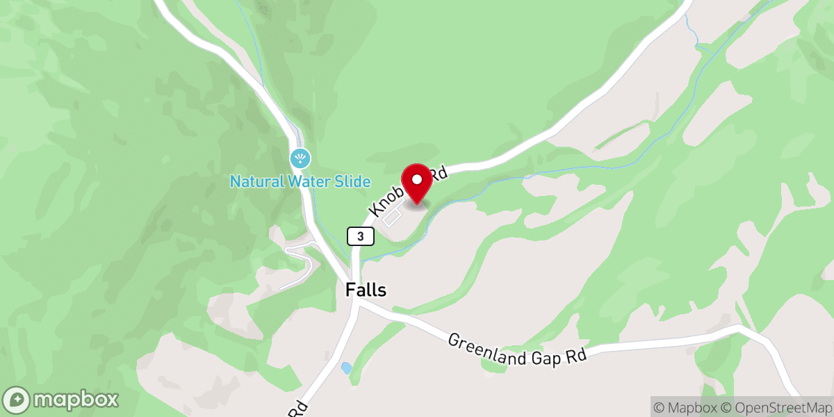 Map showing location of Falls Assembly of God Church