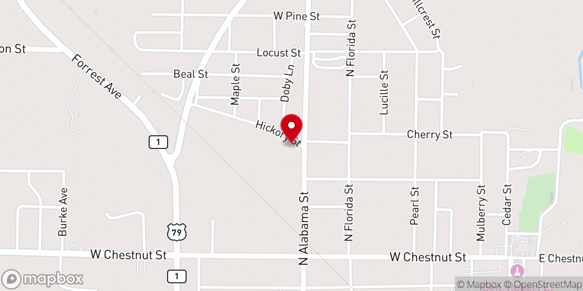 Map showing location of Bible Deliverance Center