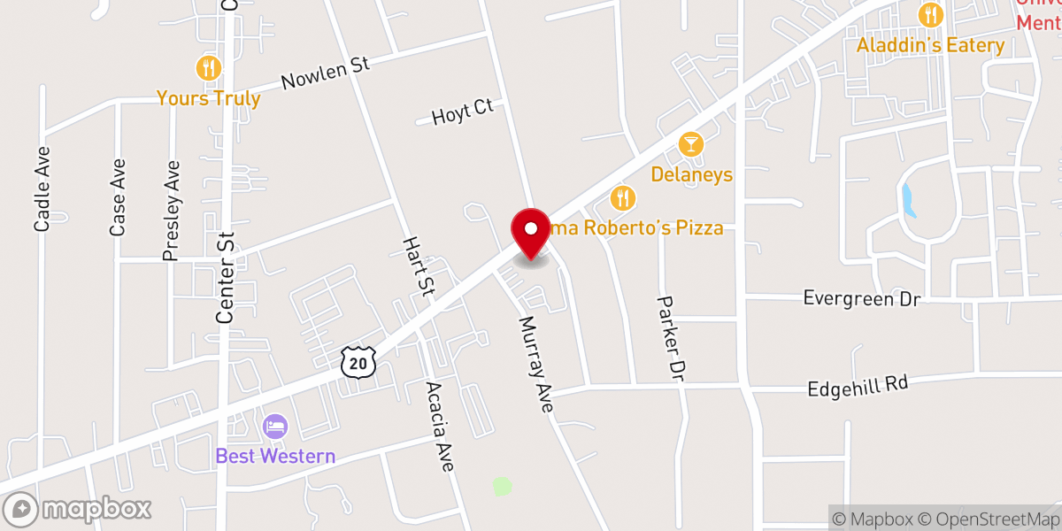 Map showing location of Mentor United Methodist Church