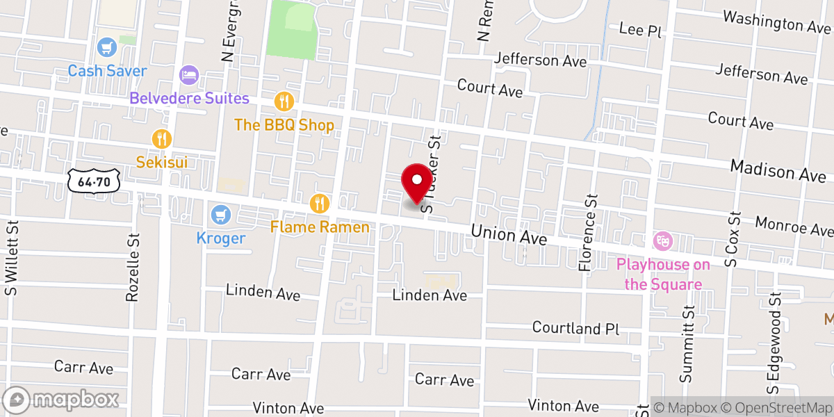 Map showing location of Union Avenue Church of Christ