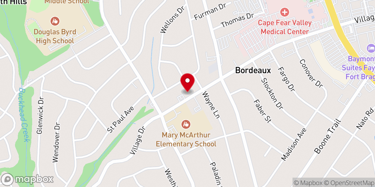 Map showing location of Cape Fear Church of Christ