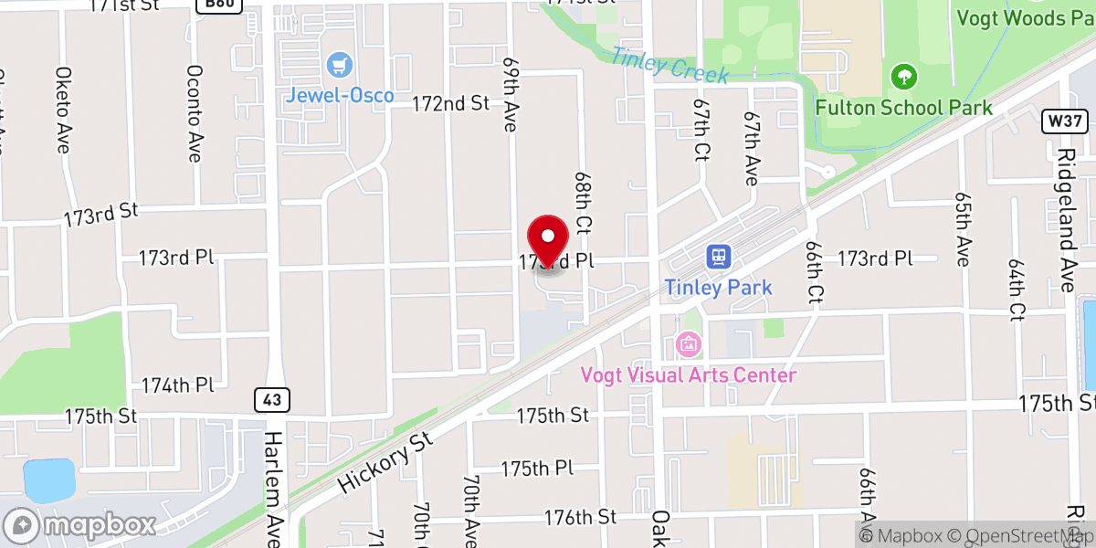 Map showing location of Tinley Park - United Methodist Church