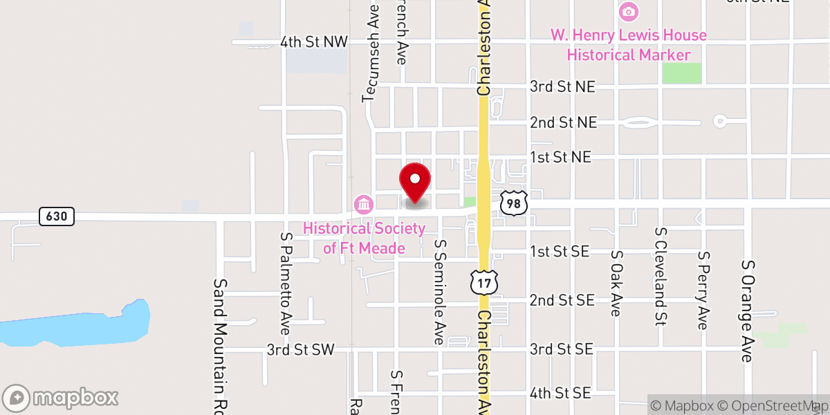 Map showing location of Fort Meade Chamber of Commerce