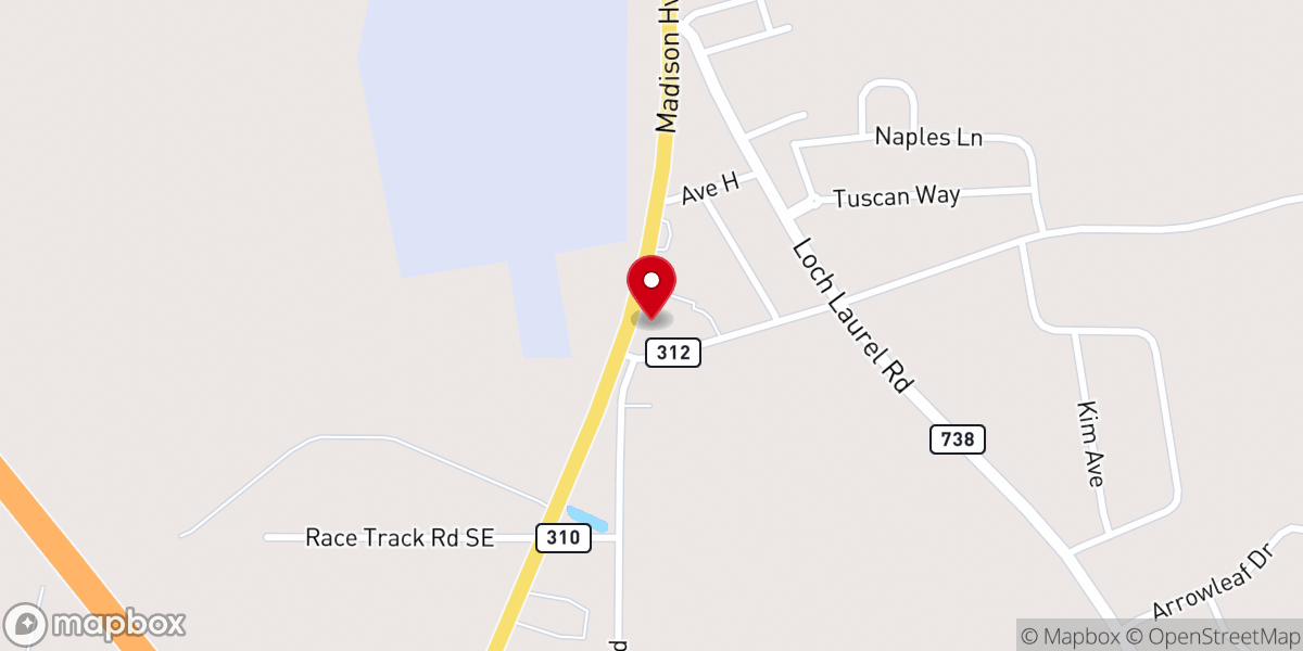Map showing location of Victory Baptist Church