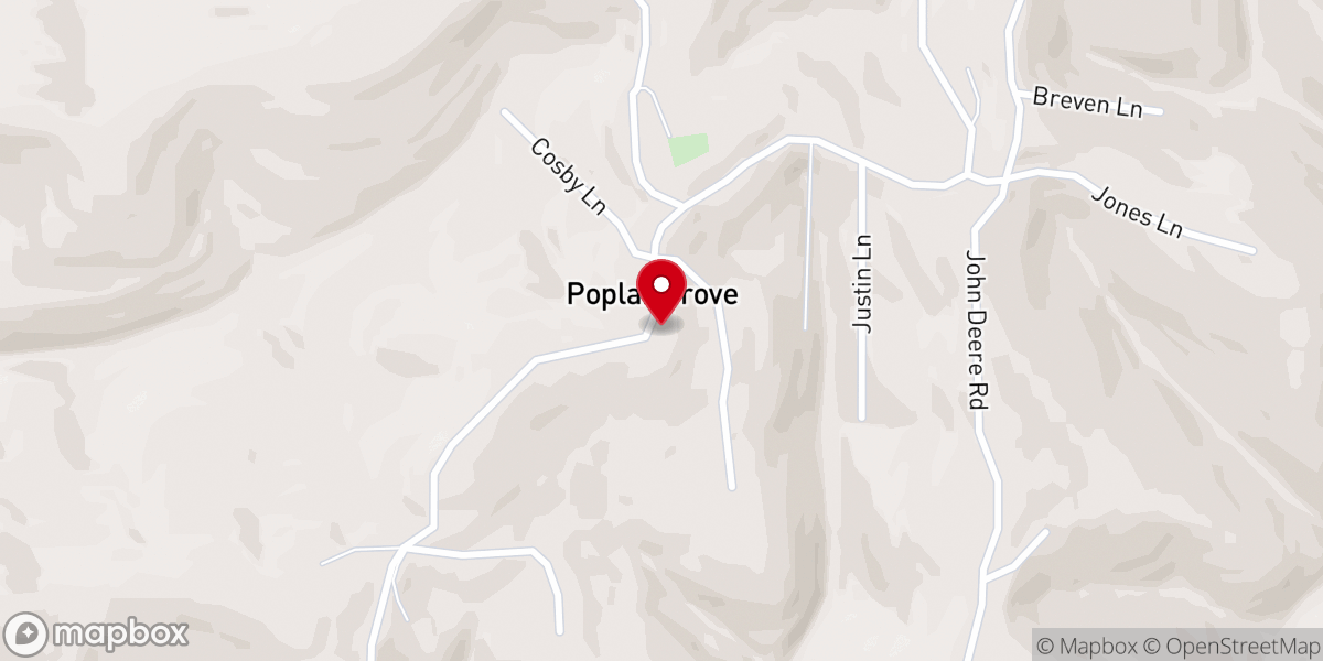 Map showing location of Poplar Grove Missionary Baptist Church